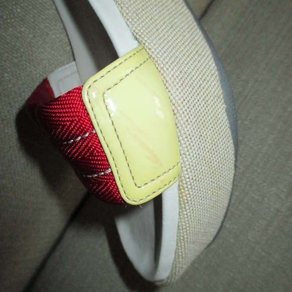 AUTH PRADA $275 red yellow logo SANDALS - Picture 7 of 8